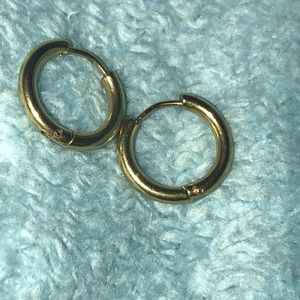 Mini endless gold hoop earrings